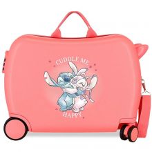 Stitch Cuddle Me Rolling Suitcase 4 Wheels Coral 