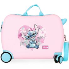 Stitch Heart Rolling Suitcase 4 Wheels Soft Pink
