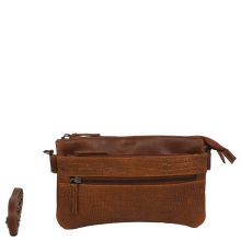 DSTRCT Flora Fountain Clutch Schoudertas Croco Cognac