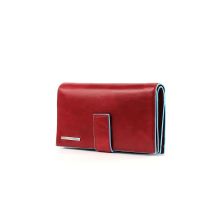 Piquadro Blue Square Women Wallet With Coin Case Red