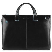 Piquadro Blue Square Expandable Slim Computer Bag 15.6" Black