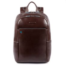 Piquadro Blue Square Big Size Computer 15.6" Backpack With iPad Pro 9.7" / iPad 11" Mahogany