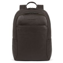 Piquadro Black Square Big Size Computer Backpack 15.6" With iPad Dark Brown