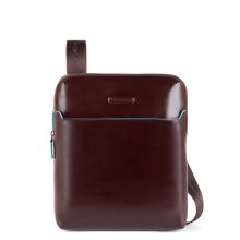 Piquadro Blue Square Crossbody Bag Expandable iPad 11"/ Pro 9.7" Front Pocket Mahogany