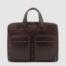 Piquadro Blue Square Revamp Slim Computer Bag 14'' Mahogany Brown