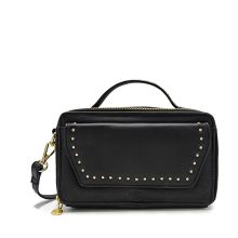 MOSZ Naomi Crossbody Plain Studs Black Shiny Light Gold