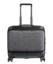 Piquadro PQ-BIZ USB Wheeled Laptop Briefcase Trolley Soft Front Pocket Black / Grey