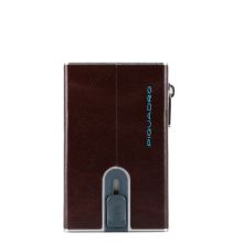 Piquadro Blue Square Compact Wallet Mahogany