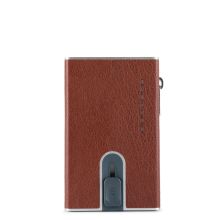 Piquadro Blue Square Compact Wallet Tobacco Leather