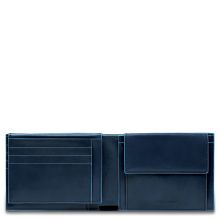 Piquadro Blue Square Men's Wallet With Flip Up With ID/Coin Pocket Night Blue