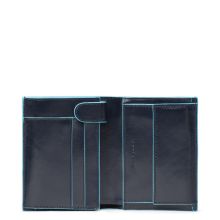 Piquadro Blue Square Vertical Wallet 10 Cards With Coin Case Night Blue