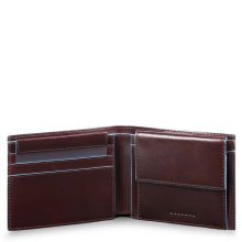 Piquadro Blue Square Men's Wallet With Coin Case Mahogany