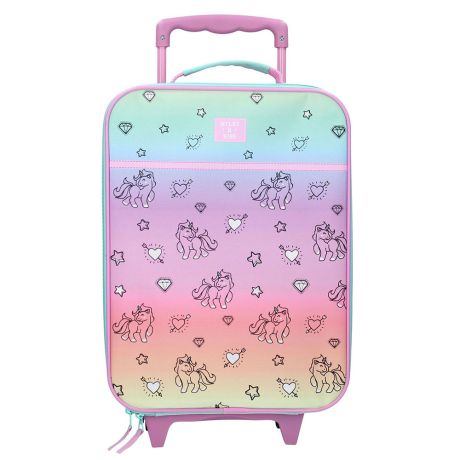 Groene bonen viel Lief Kidzroom Soft Trolley 2 Wheel Milky Kiss Rainbows & Unicorns Mint